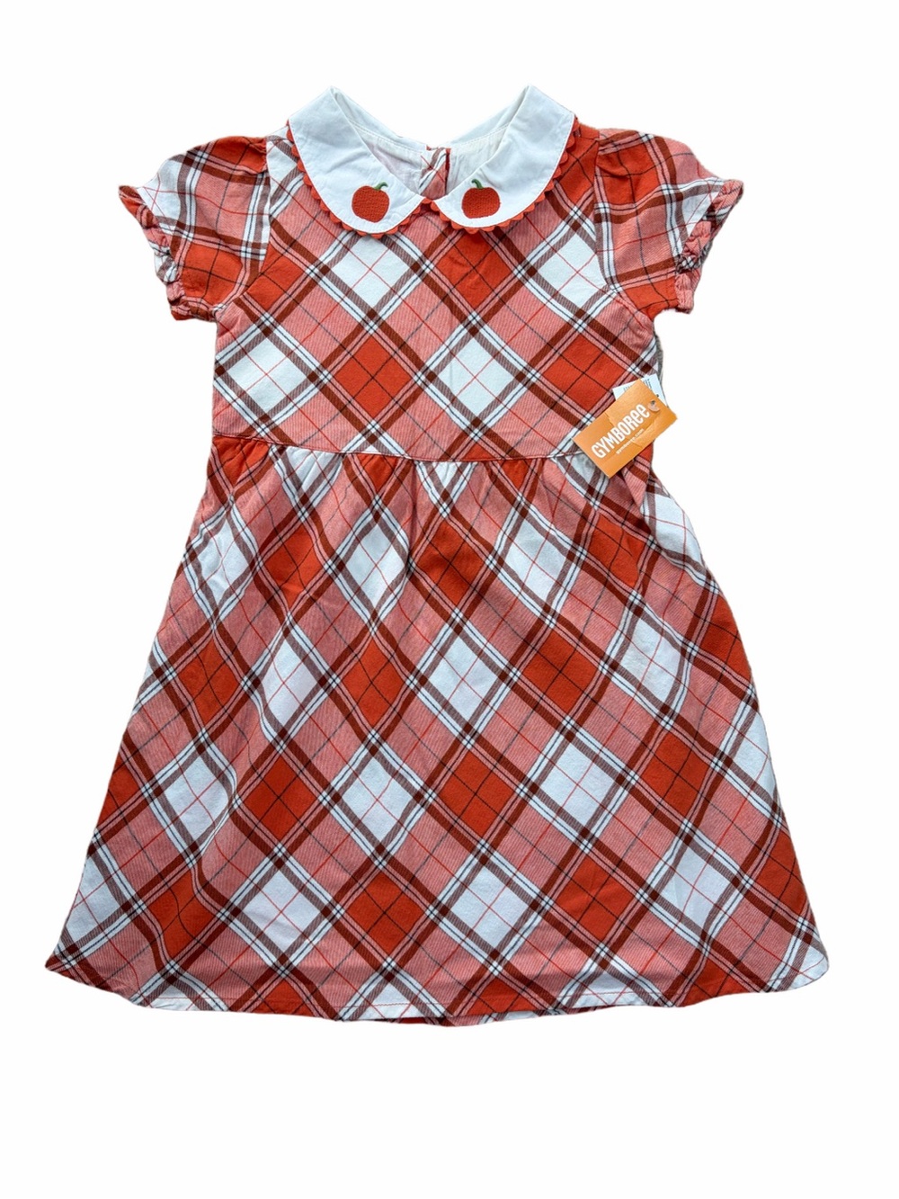 Gymboree NWT Size 6 Orange Plaid Pumpkin Fall Peter Pan Collar Dress